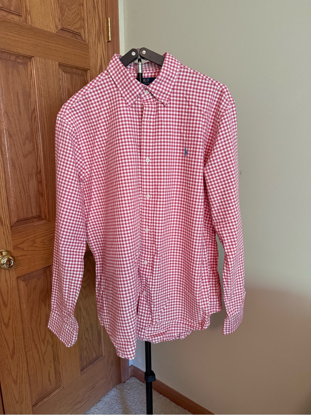 Ralph Lauren Red & White Gingham Button-Up Dress Shirt